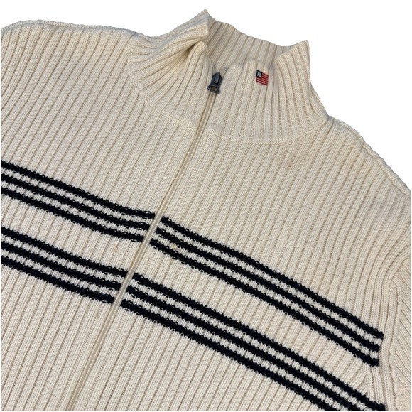 Ralph Lauren Other - Polo Ralph Lauren Ribbed Quarter-Zip Pullover Men's Size M Ivory Navy Mock Neck